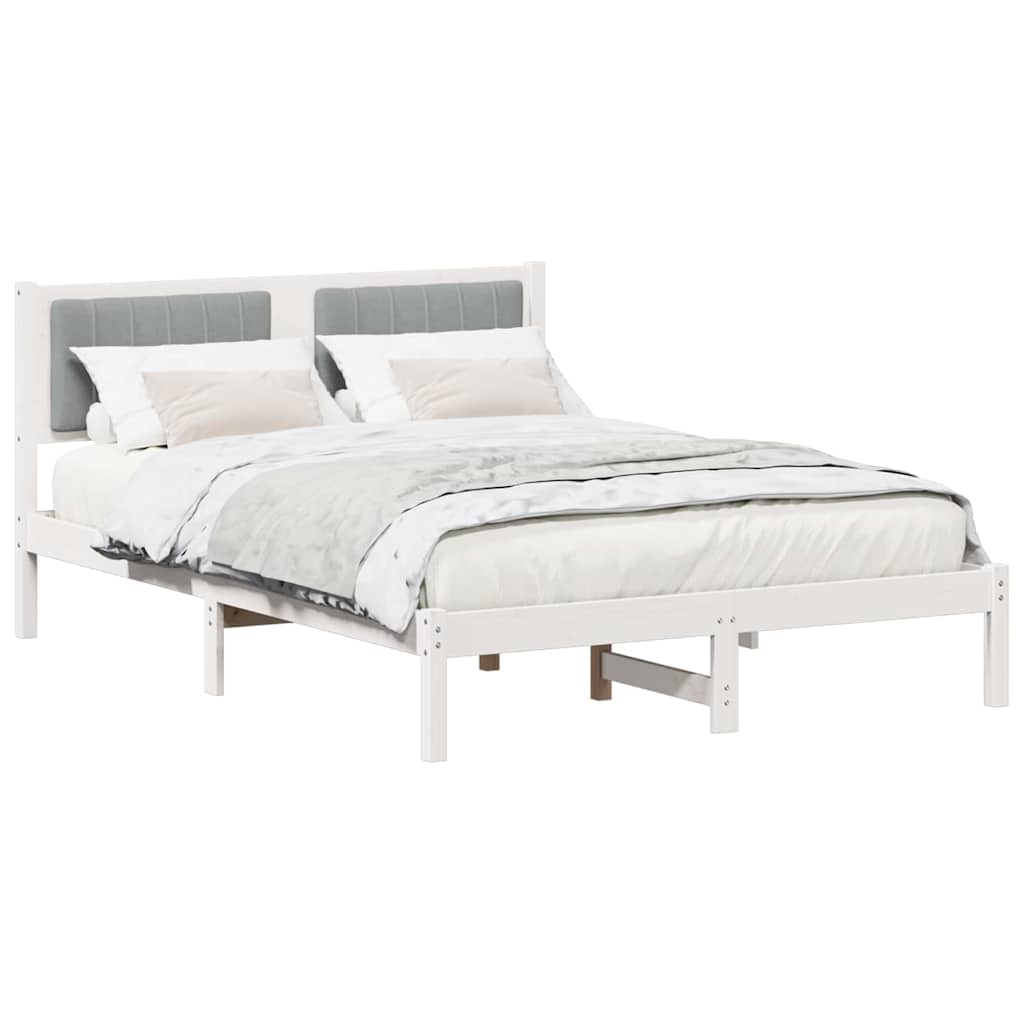 Bed Frame with Upholstered Headboard Light Grey 140 x 200 cm